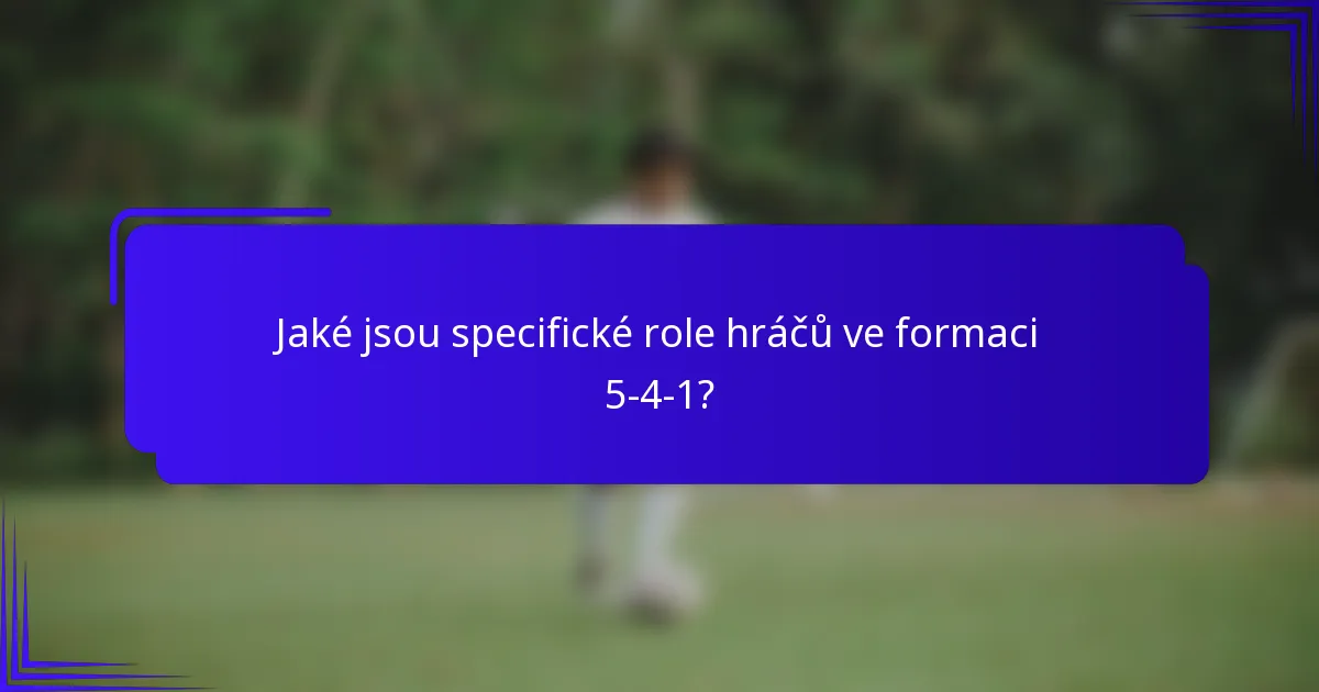 Jaké jsou specifické role hráčů ve formaci 5-4-1?