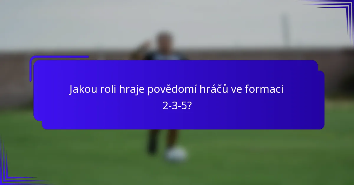 Jakou roli hraje povědomí hráčů ve formaci 2-3-5?